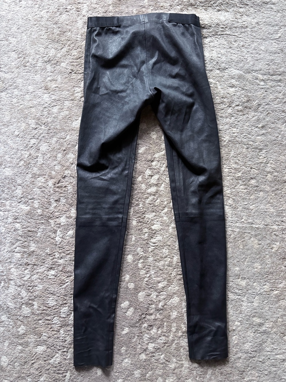 ALICE + OLIVIA Black Lamb Leather Low Waisted Leggings - Picture 5 of 9